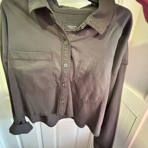 American Eagle Outfitters Gray Button Down Shirt